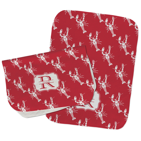 Crawfish Two Rectangle Burp Cloths - Open & Folded