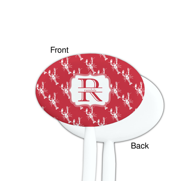 Crawfish White Plastic 7" Stir Stick - Single Sided - Oval - Front & Back