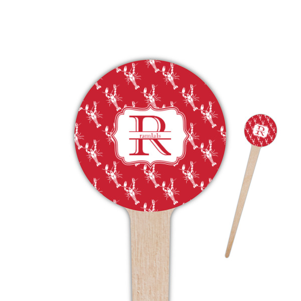 Custom Crawfish 4" Round Wooden Food Picks - Single Sided (Personalized)