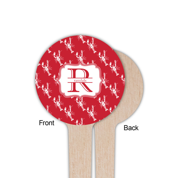 Crawfish Wooden 4" Food Pick - Round - Single Sided - Front & Back