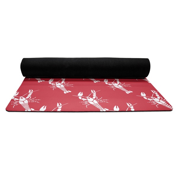 Crawfish Yoga Mat Rolled up Black Rubber Backing