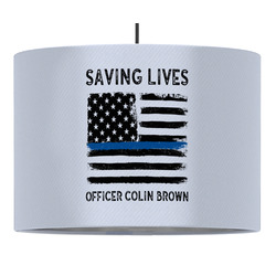 Blue Line Police 16" Drum Pendant Lamp - Fabric (Personalized)