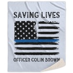 Blue Line Police Sherpa Throw Blanket (Personalized)