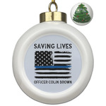 Blue Line Police Ceramic Ball Ornament - Christmas Tree (Personalized)