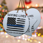 Blue Line Police Ceramic Ornament w/ Name or Text