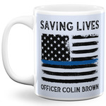 Blue Line Police 11 Oz Coffee Mug - White (Personalized)