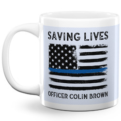 Blue Line Police 20 Oz Coffee Mug - White (Personalized)