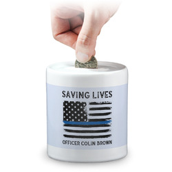 Blue Line Police Coin Bank (Personalized)