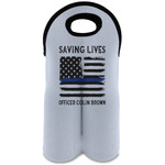 Blue Line Police Wine Tote Bag (2 Bottles) (Personalized)