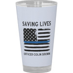 Blue Line Police Pint Glass - Full Color (Personalized)