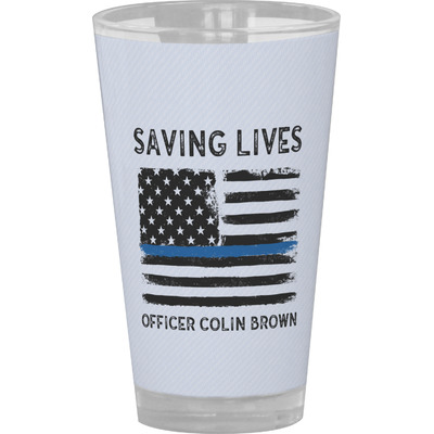 Blue Line Police Pint Glass - Full Color (Personalized)
