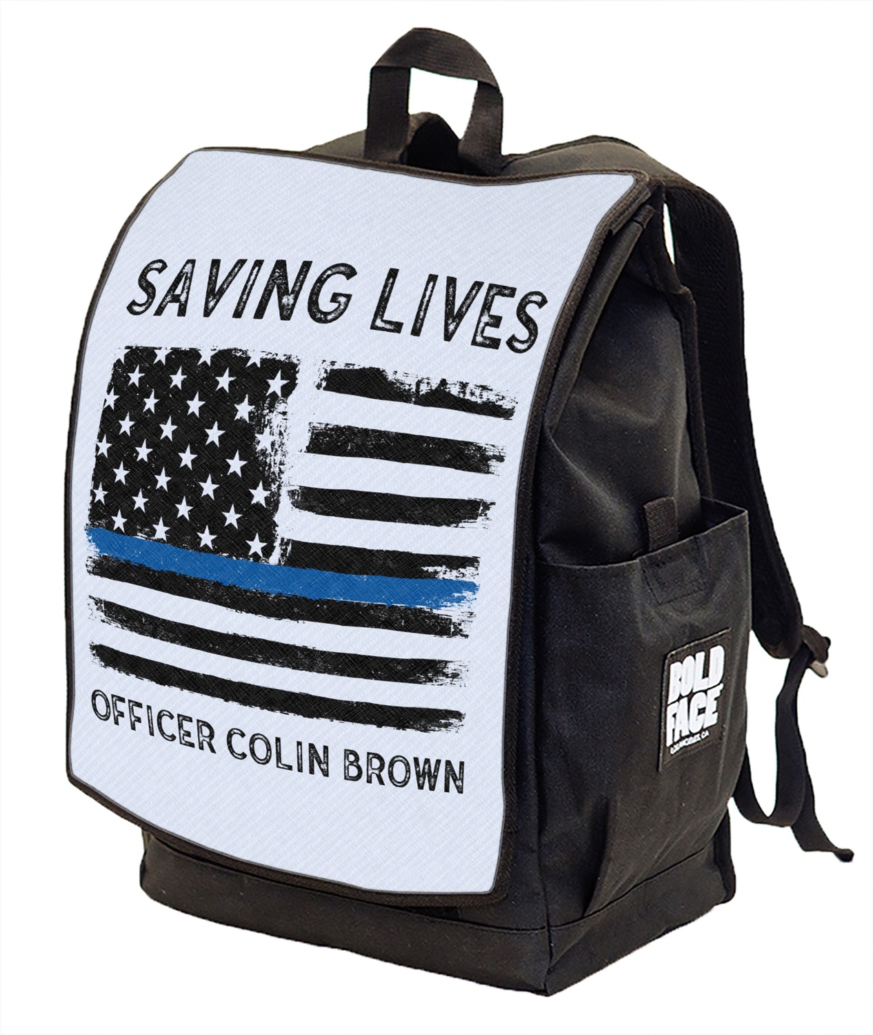 Blue Line Police Backpack w/ Front Flap (Personalized) YouCustomizeIt