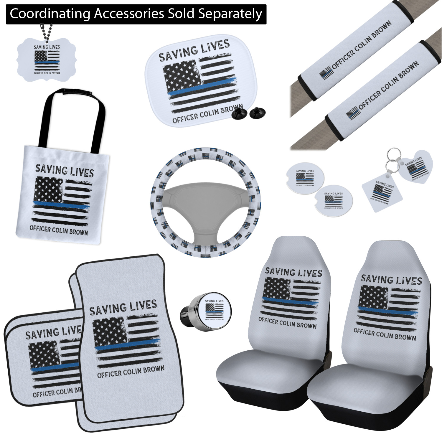 Blue Line Police License Plate Frame Style B (Personalized