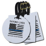Blue Line Police Plastic Luggage Tag (Personalized)