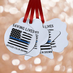 Blue Line Police Metal Ornaments - Double Sided w/ Name or Text