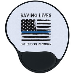 Blue Line Police Mouse Pad with Wrist Support