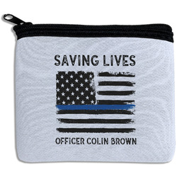 Blue Line Police Rectangular Coin Purse (Personalized)