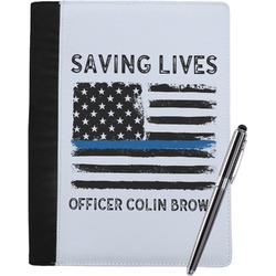 Blue Line Police Notebook Padfolio - Large w/ Name or Text