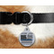 Blue Line Police Round Pet Tag on Collar & Dog