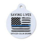 Blue Line Police Round Pet ID Tag - Small (Personalized)