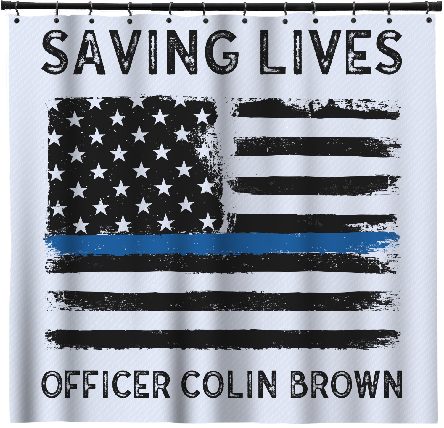 Blue Line Police Shower Curtain 71"x74" (Personalized) YouCustomizeIt