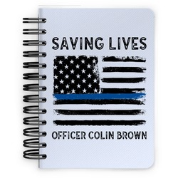 Blue Line Police Spiral Notebook - 5x7 w/ Name or Text