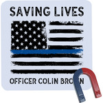 Blue Line Police Square Fridge Magnet (Personalized)