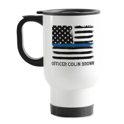 Blue Line Police Stainless Steel Travel Mug with Handle