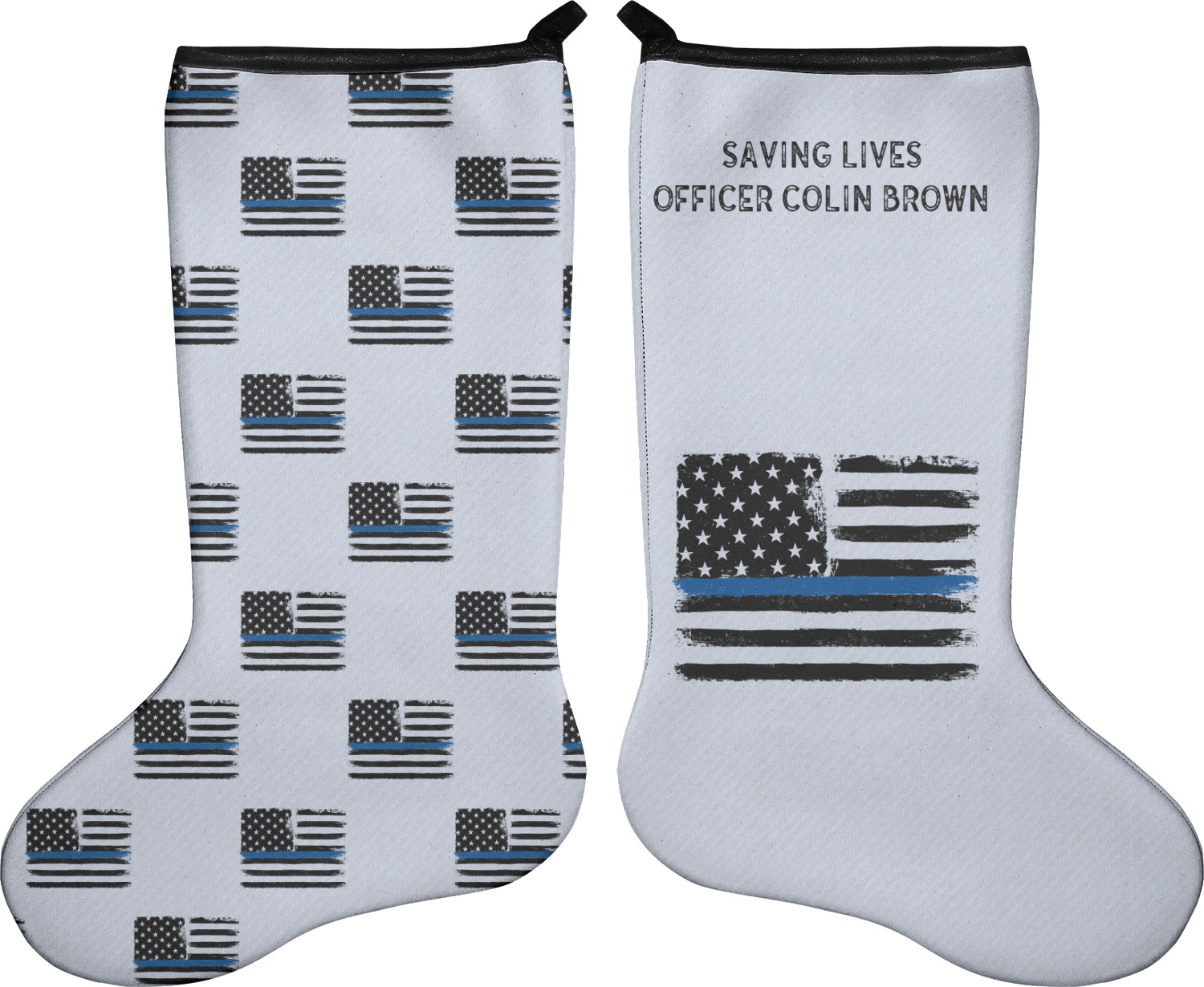Blue Line Police Holiday Stocking DoubleSided Neoprene