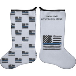Blue Line Police Holiday Stocking - Double-Sided - Neoprene (Personalized)