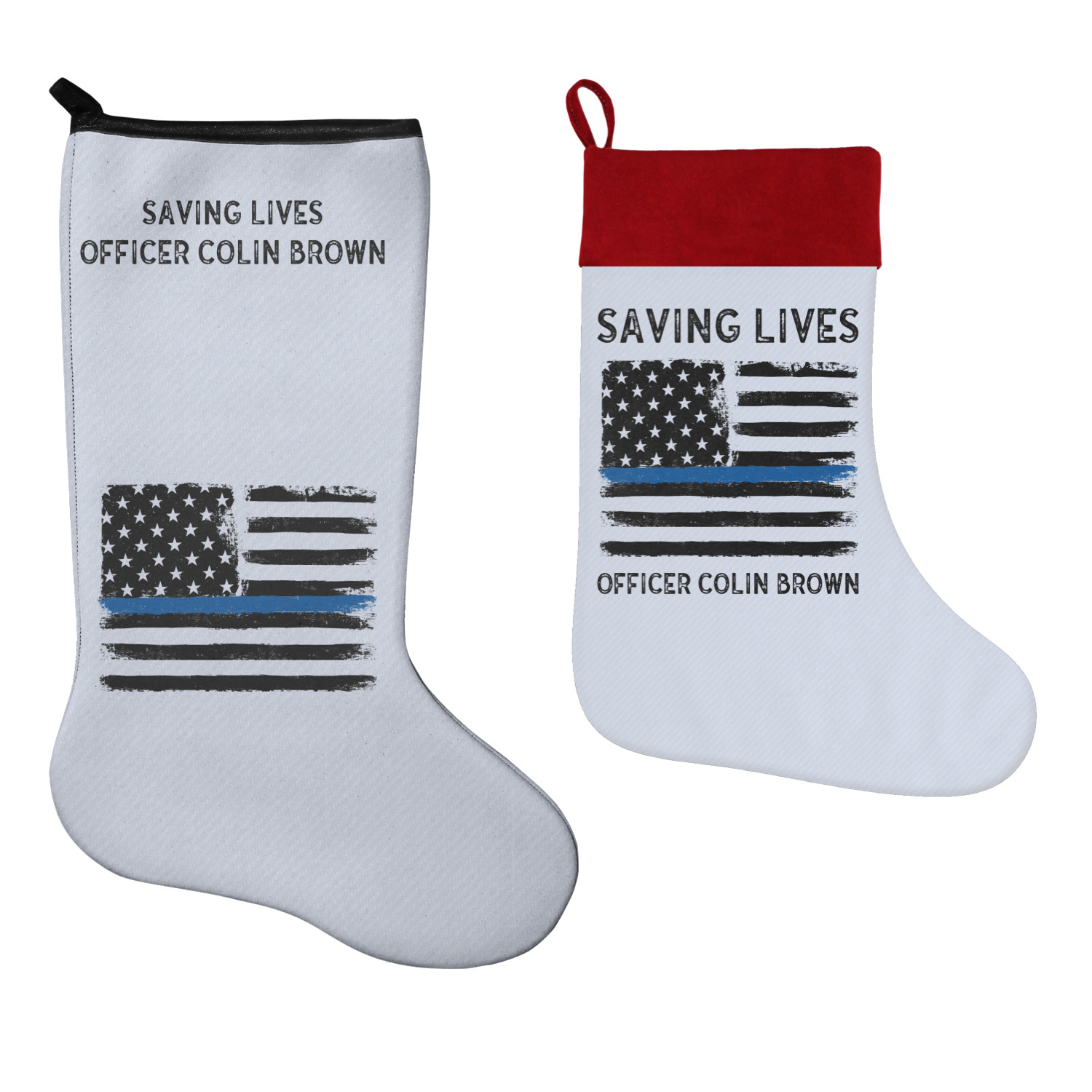 Blue Line Police Christmas Stocking SingleSided Neoprene