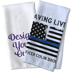 Blue Line Police Kitchen Towel - Waffle Weave (Personalized)