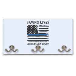 Blue Line Police Wall Mounted Coat Rack (Personalized)