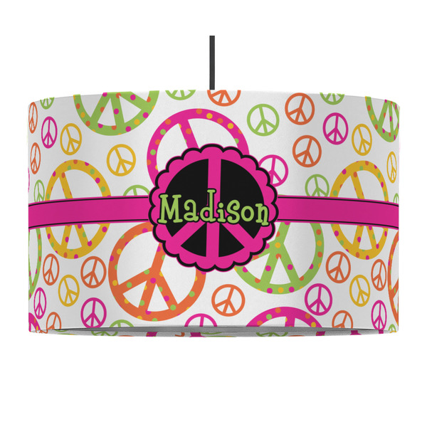 Custom Peace Sign 12" Drum Pendant Lamp - Fabric (Personalized)