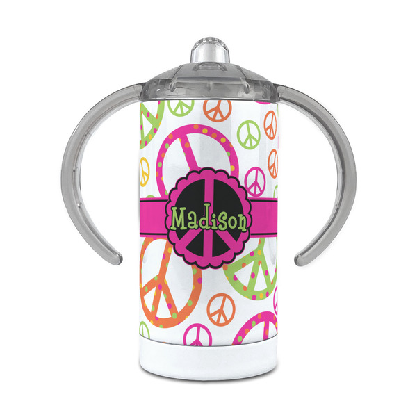 Custom Peace Sign 12 oz Stainless Steel Sippy Cup (Personalized)