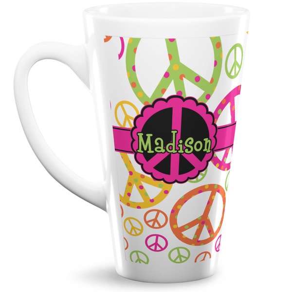 Custom Peace Sign Latte Mug (Personalized)
