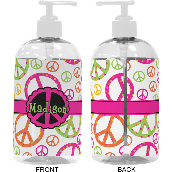 Peace Sign 16 oz Plastic Liquid Dispenser- Approval- White