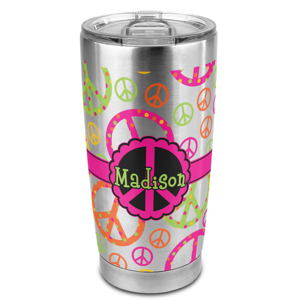 Custom Peace Sign 20oz Stainless Steel Double Wall Tumbler - Full Print (Personalized)
