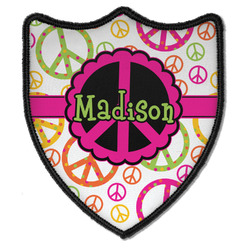 Peace Sign Iron On Shield Patch B w/ Name or Text