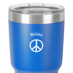 Peace Sign 30 oz Stainless Steel Tumbler - Royal Blue - Double-Sided (Personalized)