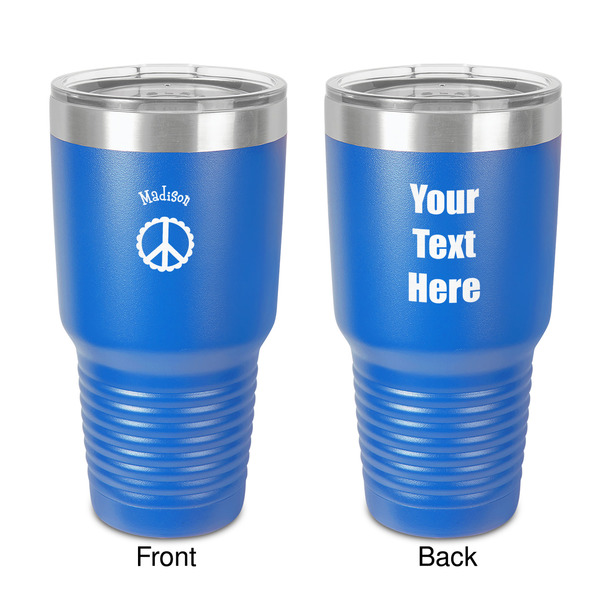 Custom Peace Sign 30 oz Stainless Steel Tumbler - Royal Blue - Double-Sided (Personalized)