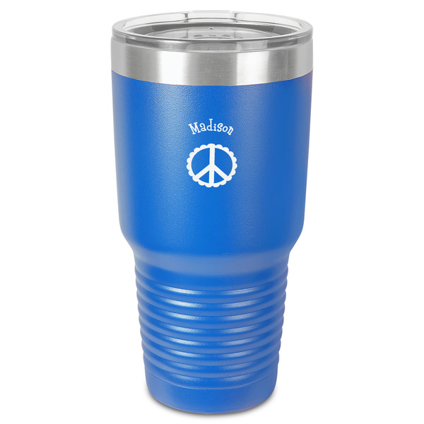Peace Sign 30 oz Stainless Steel Ringneck Tumbler - Blue - Front