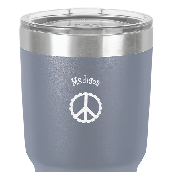 Peace Sign 30 oz Stainless Steel Ringneck Tumbler - Grey - Close Up
