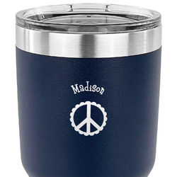 Peace Sign 30 oz Stainless Steel Tumbler - Navy - Single Sided (Personalized)