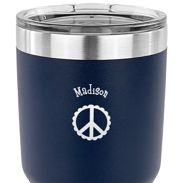 Peace Sign 30 oz Stainless Steel Ringneck Tumbler - Navy - CLOSE UP