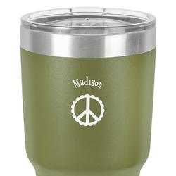 Peace Sign 30 oz Stainless Steel Tumbler - Olive - Double-Sided (Personalized)