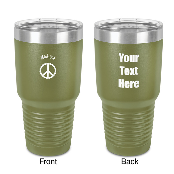 Custom Peace Sign 30 oz Stainless Steel Tumbler - Olive - Double-Sided (Personalized)