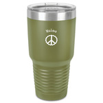 Peace Sign 30 oz Stainless Steel Tumbler - Olive - Single-Sided (Personalized)
