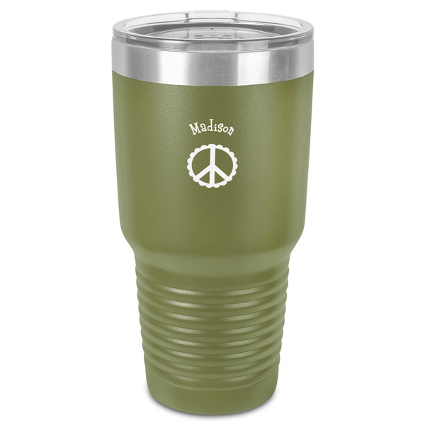 Custom Peace Sign 30 oz Stainless Steel Tumbler - Olive - Single-Sided (Personalized)