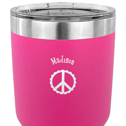 Peace Sign 30 oz Stainless Steel Tumbler - Pink - Single Sided (Personalized)